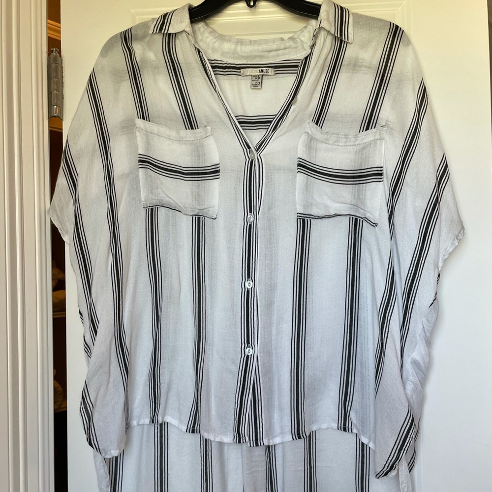Black and white button down